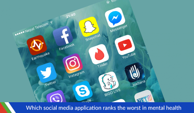 Top 5 social media applications ranked according to their adverse effects on mental health.