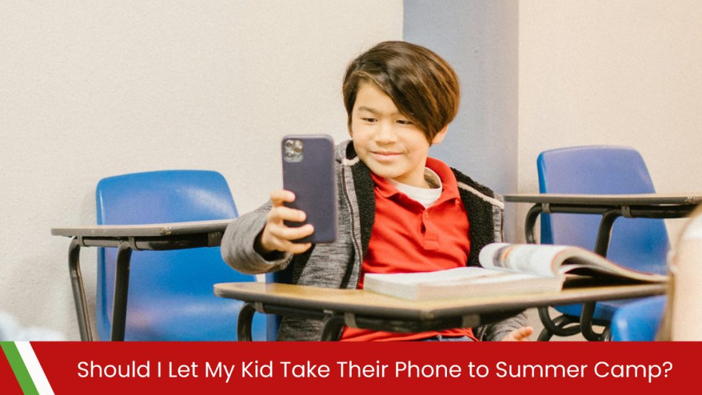 Kid using smartphone in classroom