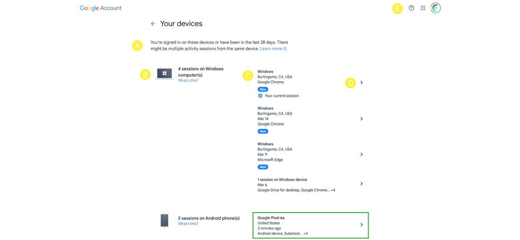 Google Account Activity
