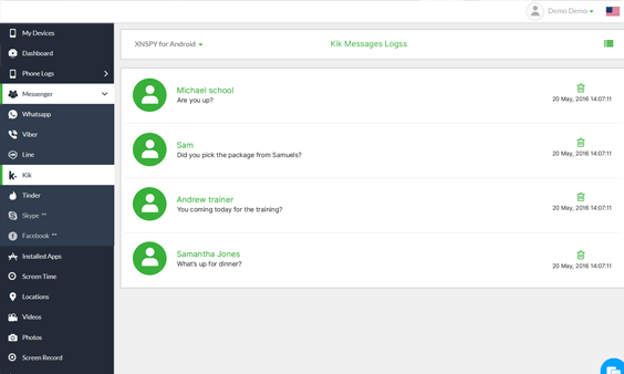 Tableau de bord Xnspy