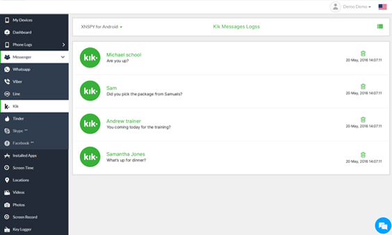 Tableau de bord Xnspy