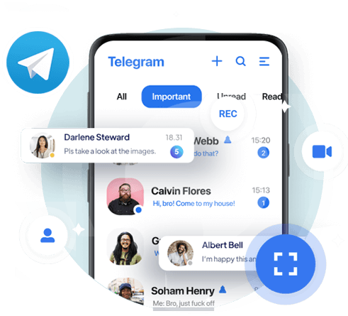 مسجل شاشة Telegram من XNSPY لنظام Android