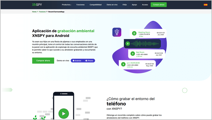 La aplicación de grabación envolvente de Xnspy