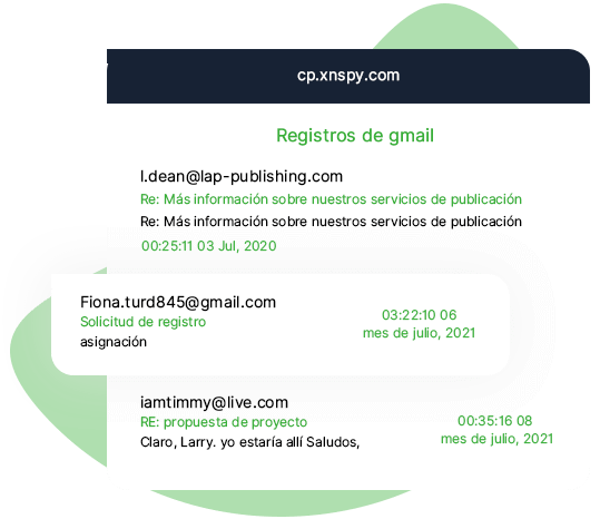 Panel de XNSPY para el seguimiento de aplicaciones de Gmail