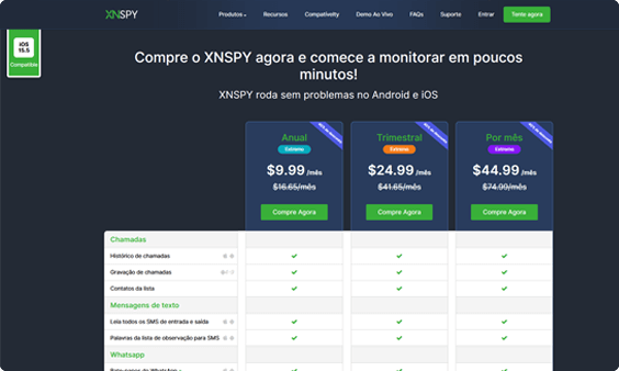 Planos de assinatura do Xnspy